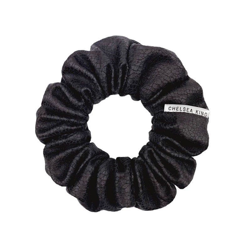 Bordeaux Faux Leather Noir Scrunchie - Petite