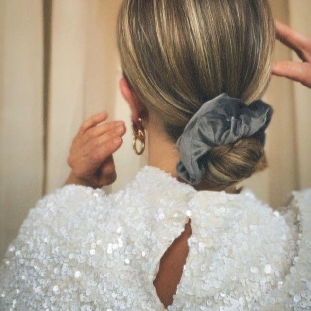 Edwardian Velvet Grey Scrunchie - Classic