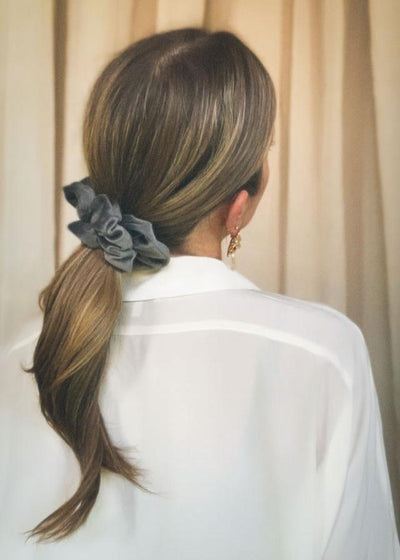 Edwardian Velvet Grey Scrunchie - Classic