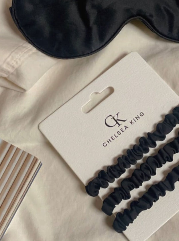sleep satin hair tie black
