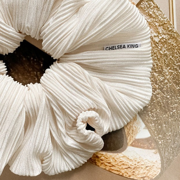 Plissé Ivory Scrunchie - Oversized