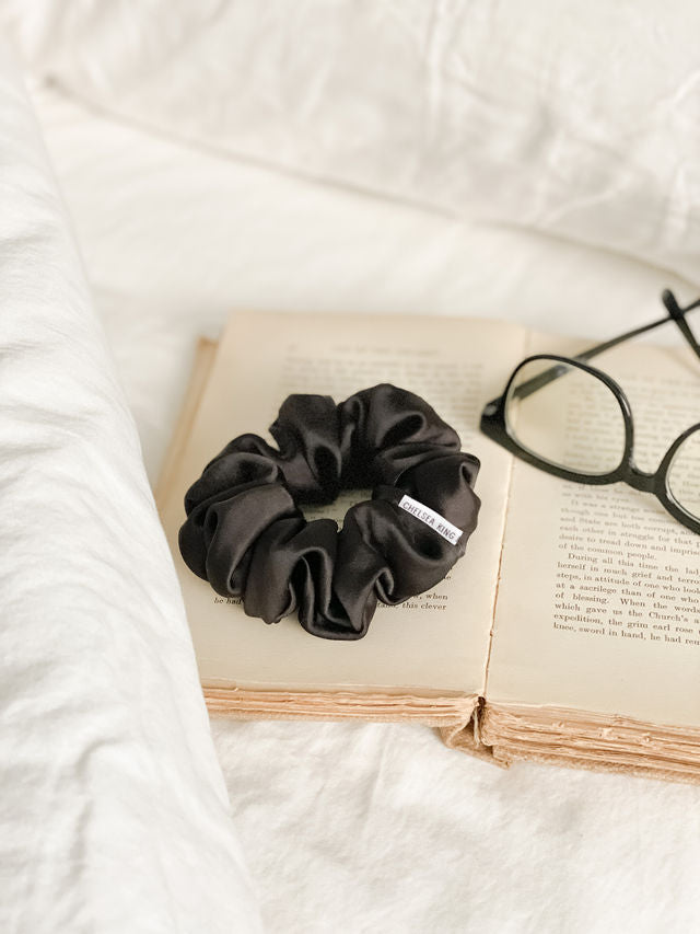 Satin Sleep Black Scrunchie - Classic