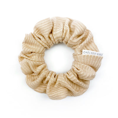 French Ribbed Nude Blush Scrunchie - Petite