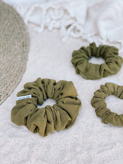 Natural Linen Shaded Palm Scrunchie - Thin