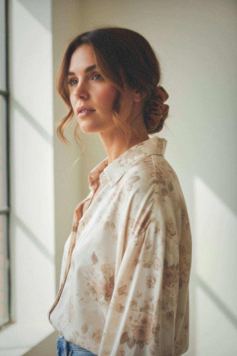 Cotswolds Floral Jacquard Hazel Scrunchie - Classic