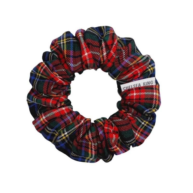 Bamboo Tartan Black Scrunchie - Petite