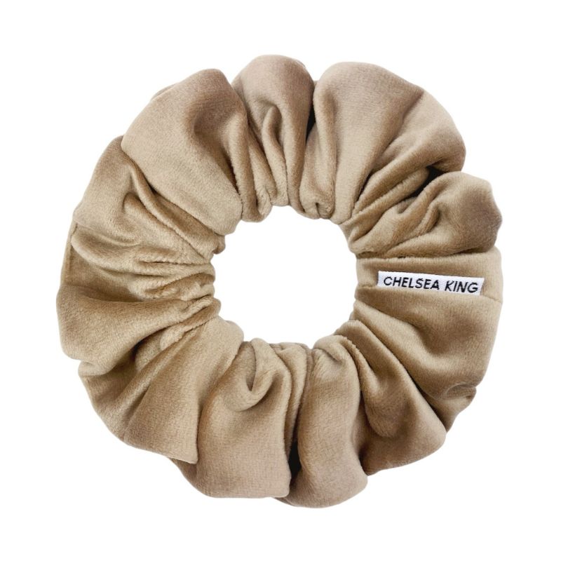 Edwardian Velvet Beige Scrunchie - Classic