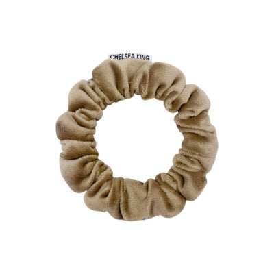 Edwardian Velvet Beige Scrunchie - Thin