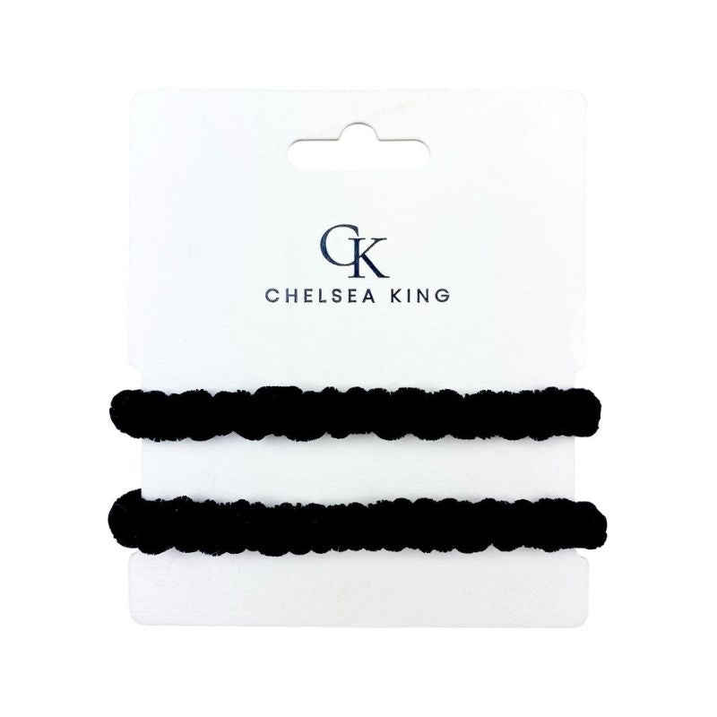 CK Hair Ties | Black Silk Velvet - 2 pk.