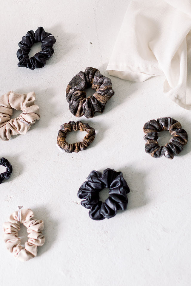 Bordeaux Faux Leather Noir Scrunchie - Classic