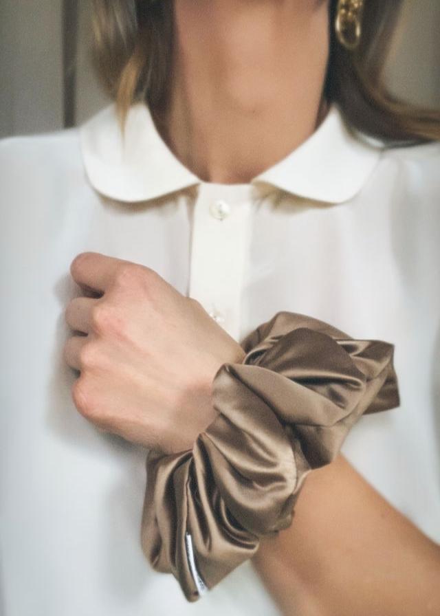 Brass Satin Scrunchie - Oversized