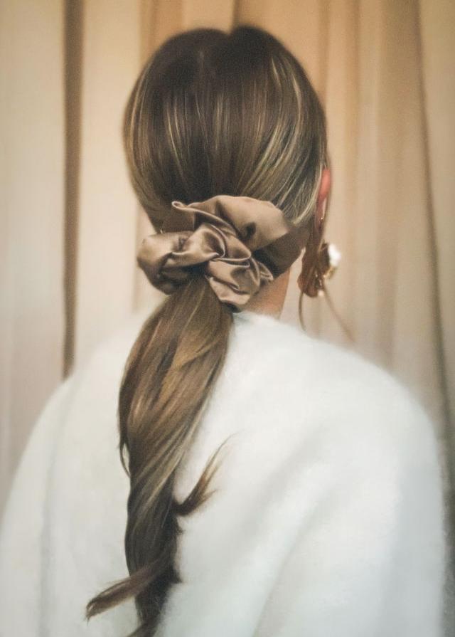 Brass Satin Scrunchie - Oversized