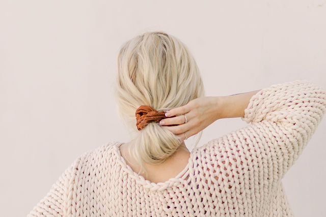French Ribbed Caramel Scrunchie - Classic