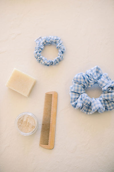 Gingham Blue Scrunchie - Petite