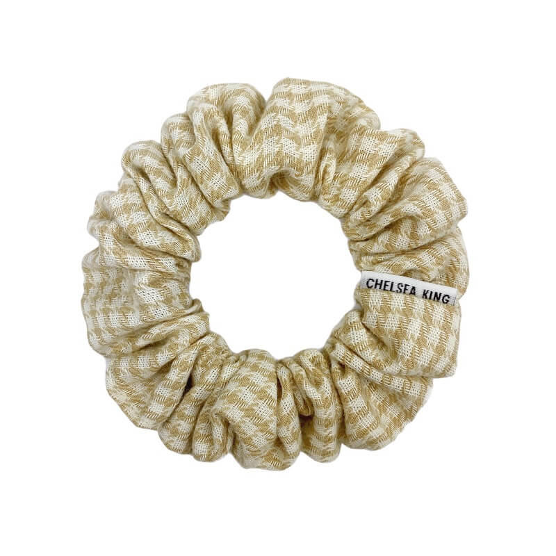 Gingham Beige Scrunchie - Petite