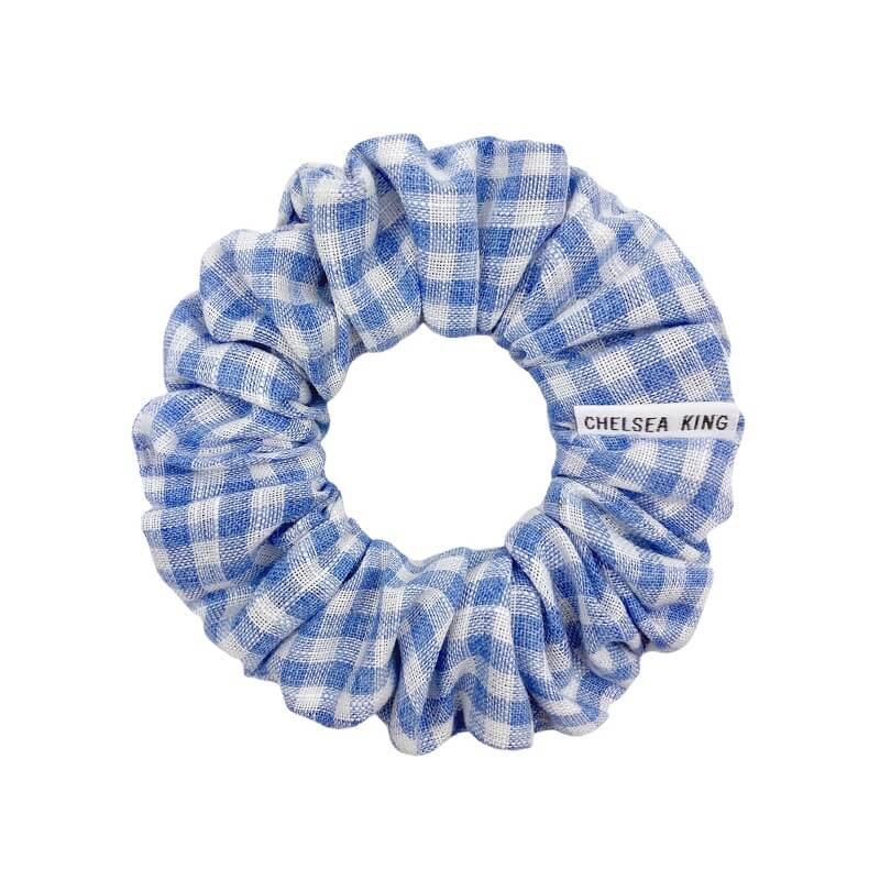 Gingham Blue Scrunchie - Petite