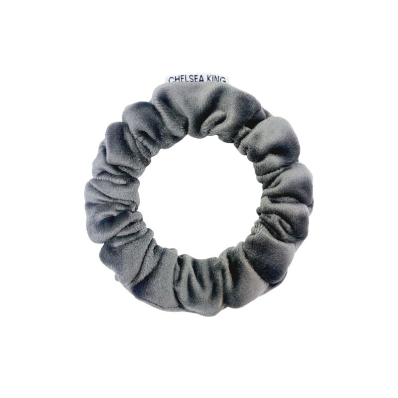 Edwardian Velvet Grey Scrunchie - Thin