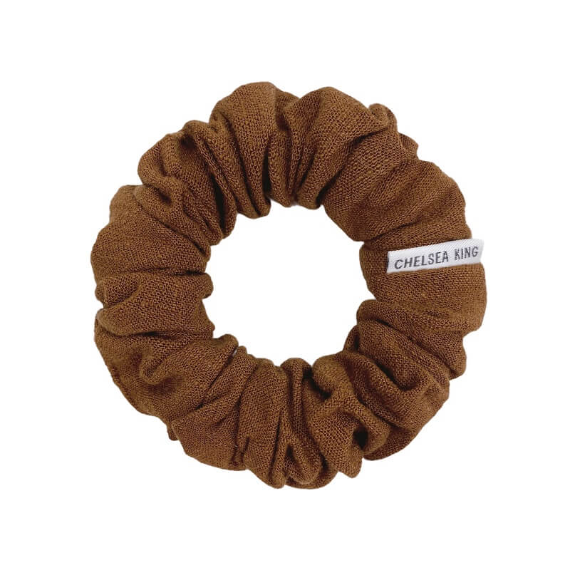 Natural Linen Brown Scrunchie - Petite