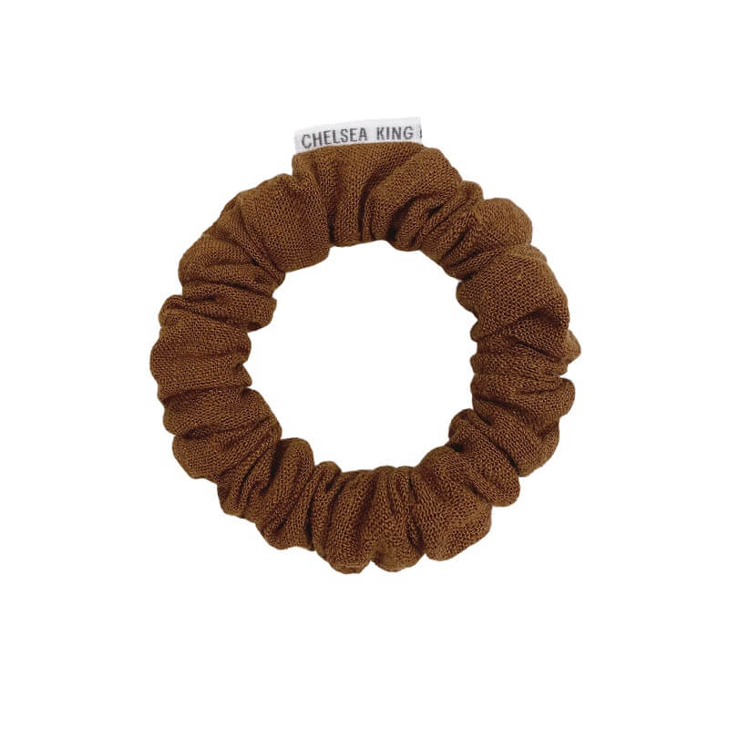 Natural Linen Brown Scrunchie - Thin