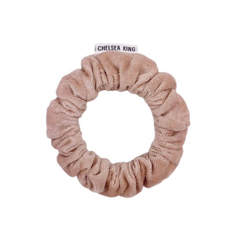 Natural Velvet Blush Scrunchie - Thin