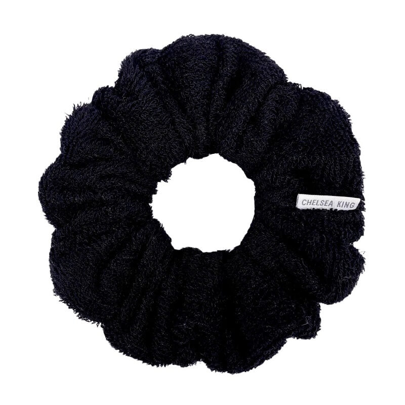 Spa Bamboo Terry Black Scrunchie - Classic