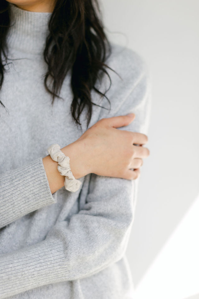 Natural Linen Sand Scrunchie - Thin