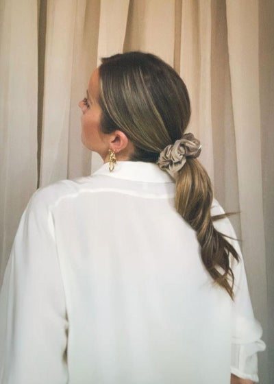 Edwardian Velvet Beige Scrunchie - Classic