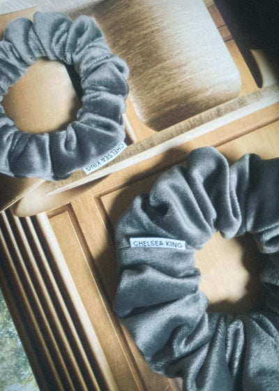 Edwardian Velvet Grey Scrunchie - Classic