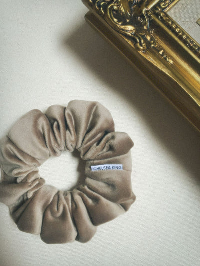 Edwardian Velvet Beige Scrunchie - Classic