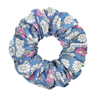 Verona Blue Floral Scrunchie - Classic