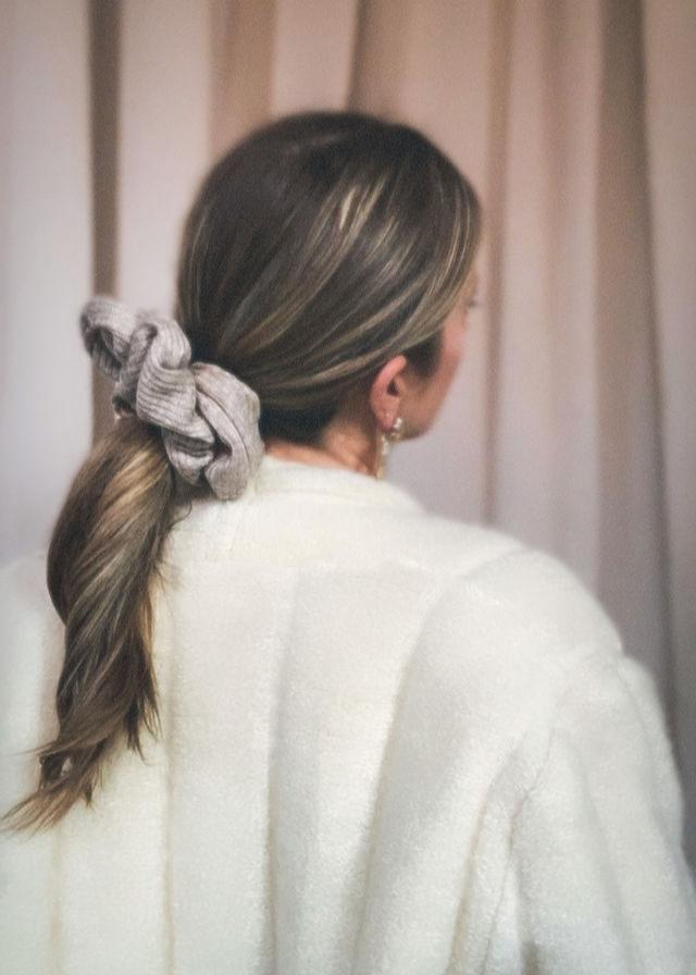 Winter's Knit Beige Scrunchie - Oversized