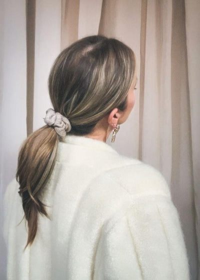 Winter's Knit Beige Scrunchie - Thin