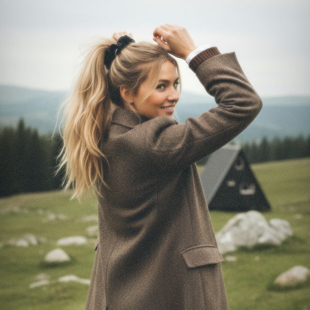 Cotswolds Wool Charcoal Scrunchie - Classic