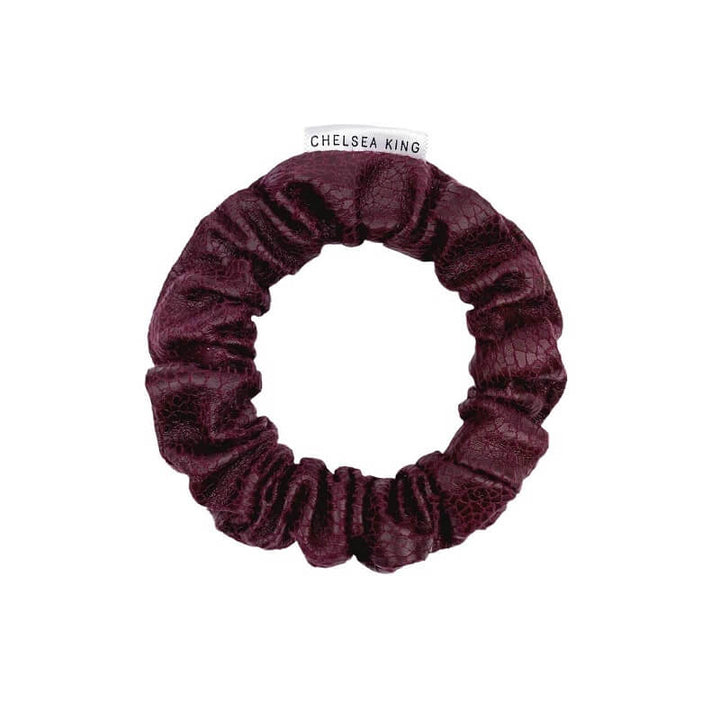 Bordeaux Faux Leather Merlot Scrunchie - Thin