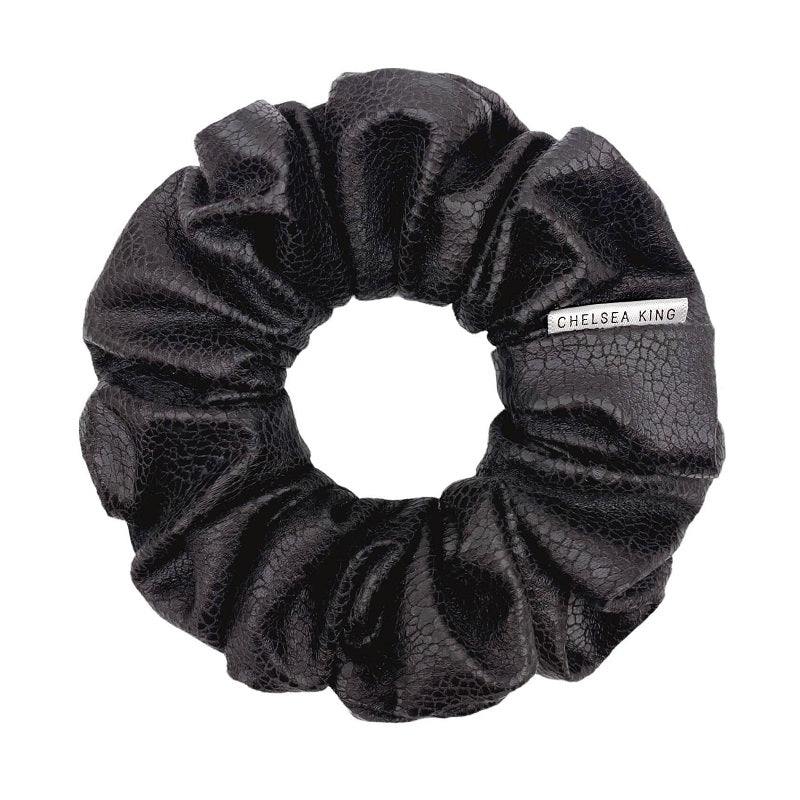 Bordeaux Faux Leather Noir Scrunchie - Classic