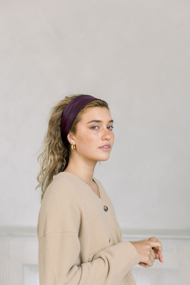 Bordeaux Faux Leather Merlot Wire Scarf