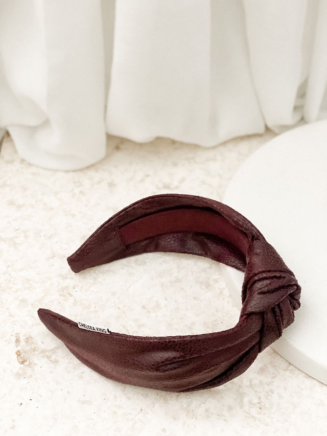 Bordeaux Faux Leather Merlot Headband
