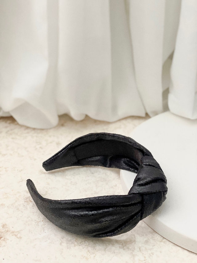 Bordeaux Faux Leather Noir Headband