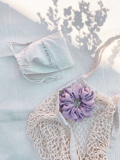 French Ribbed Light Lilac Scrunchie - Classic