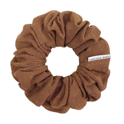 Natural Linen Brown Scrunchie - Classic