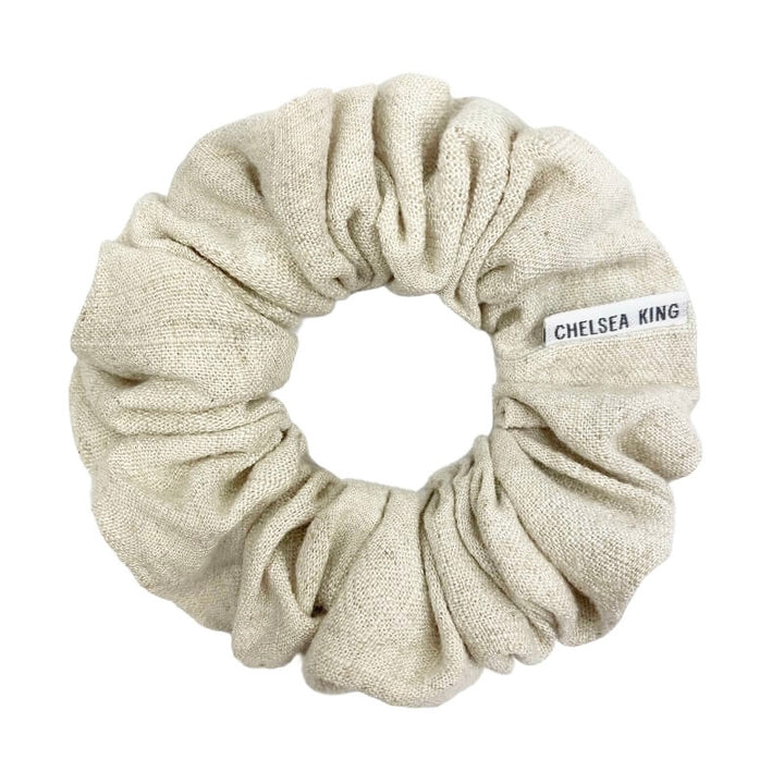 Natural Linen Sand Scrunchie - Classic