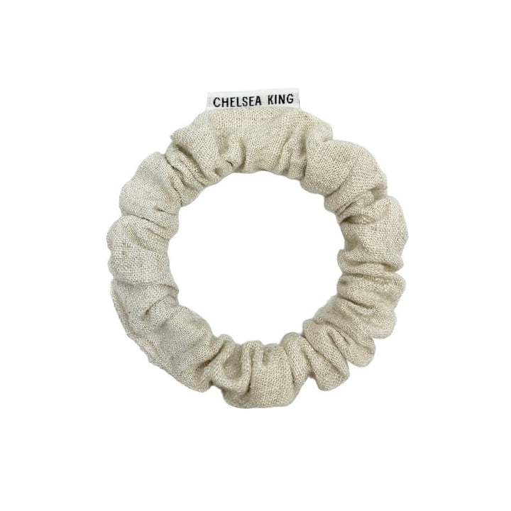 Natural Linen Sand Scrunchie - Thin