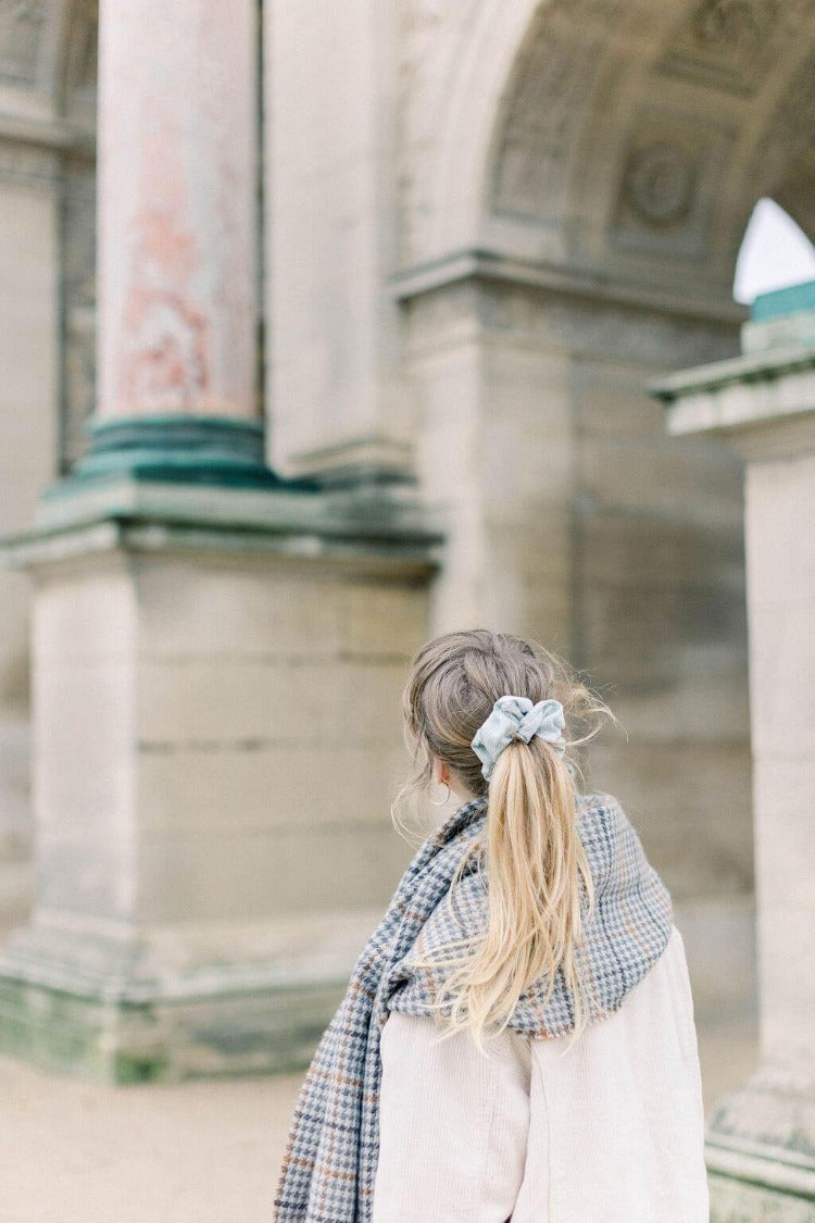 French Ribbed Light Grey Scrunchie - Classic - Chelsea King Inc.