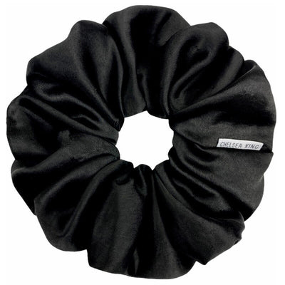 Adorn Sleep Satin Black Scrunchie - Oversized