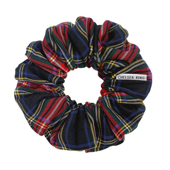 Bamboo Tartan Black Scrunchie - Classic