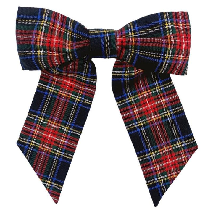 Bamboo Tartan Black Bow Clip