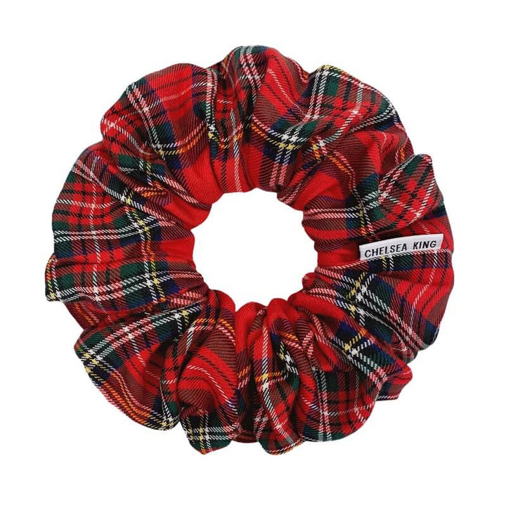 Bamboo Tartan Red Scrunchie - Classic