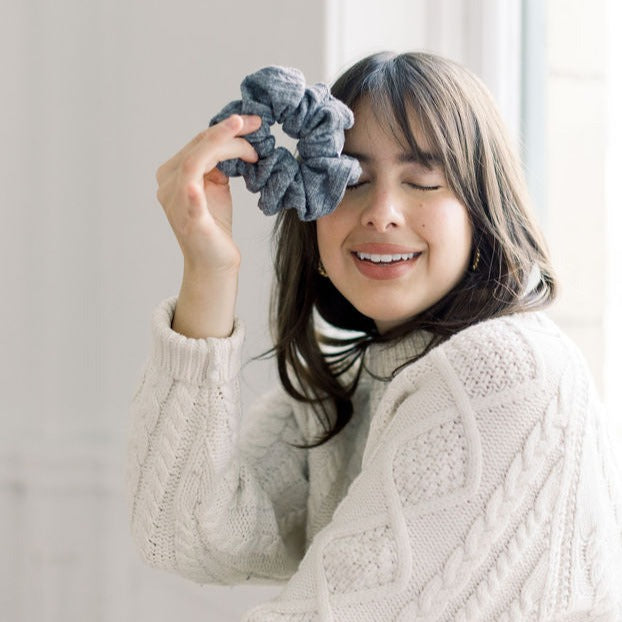 Nordic Knit Grey Scrunchie - Classic