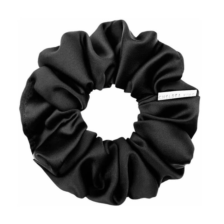 Satin Sleep Black Scrunchie - Classic
