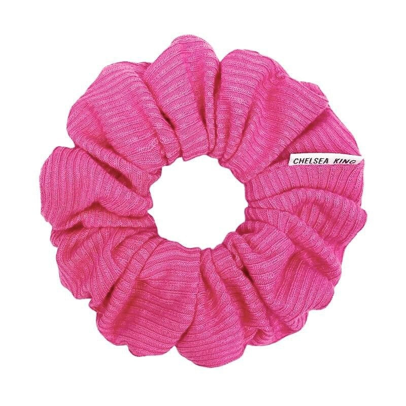 French Ribbed Fandango Pink Scrunchie - Classic